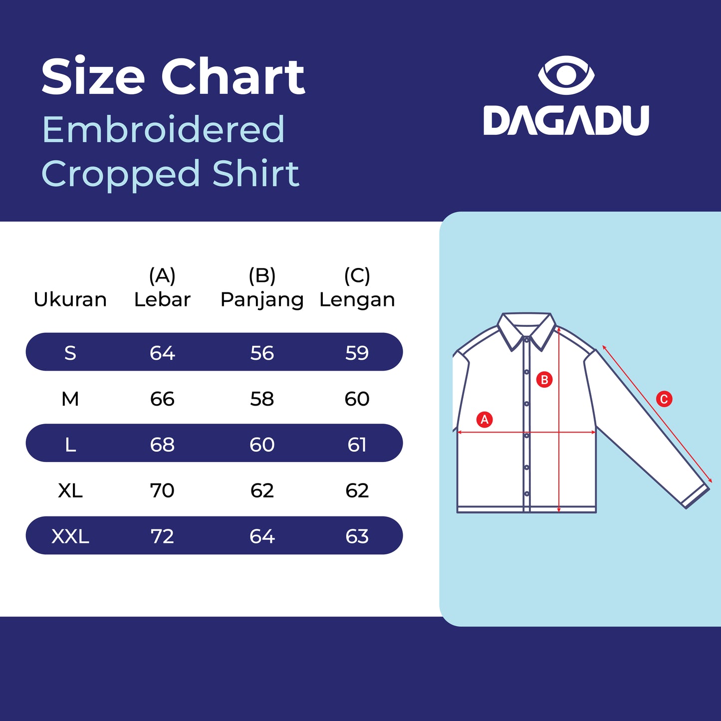 Dagadu Embroidered Cropped Shirt - Kemeja Wanita