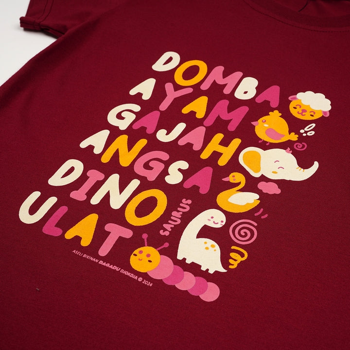 Dagadu Kaos Anak Usia 0-7 Tahun Daganimal - Burgundy