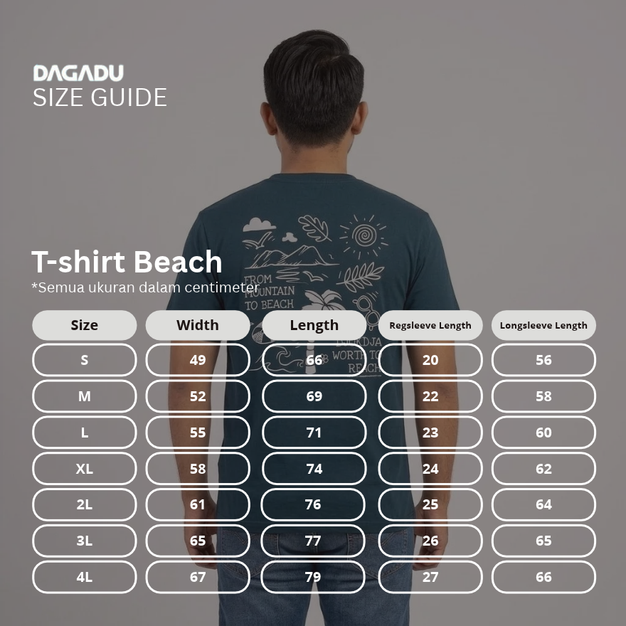 Dagadu Kaos Pria Lengan Pendek Reguler Beach Cotton Combed 24S