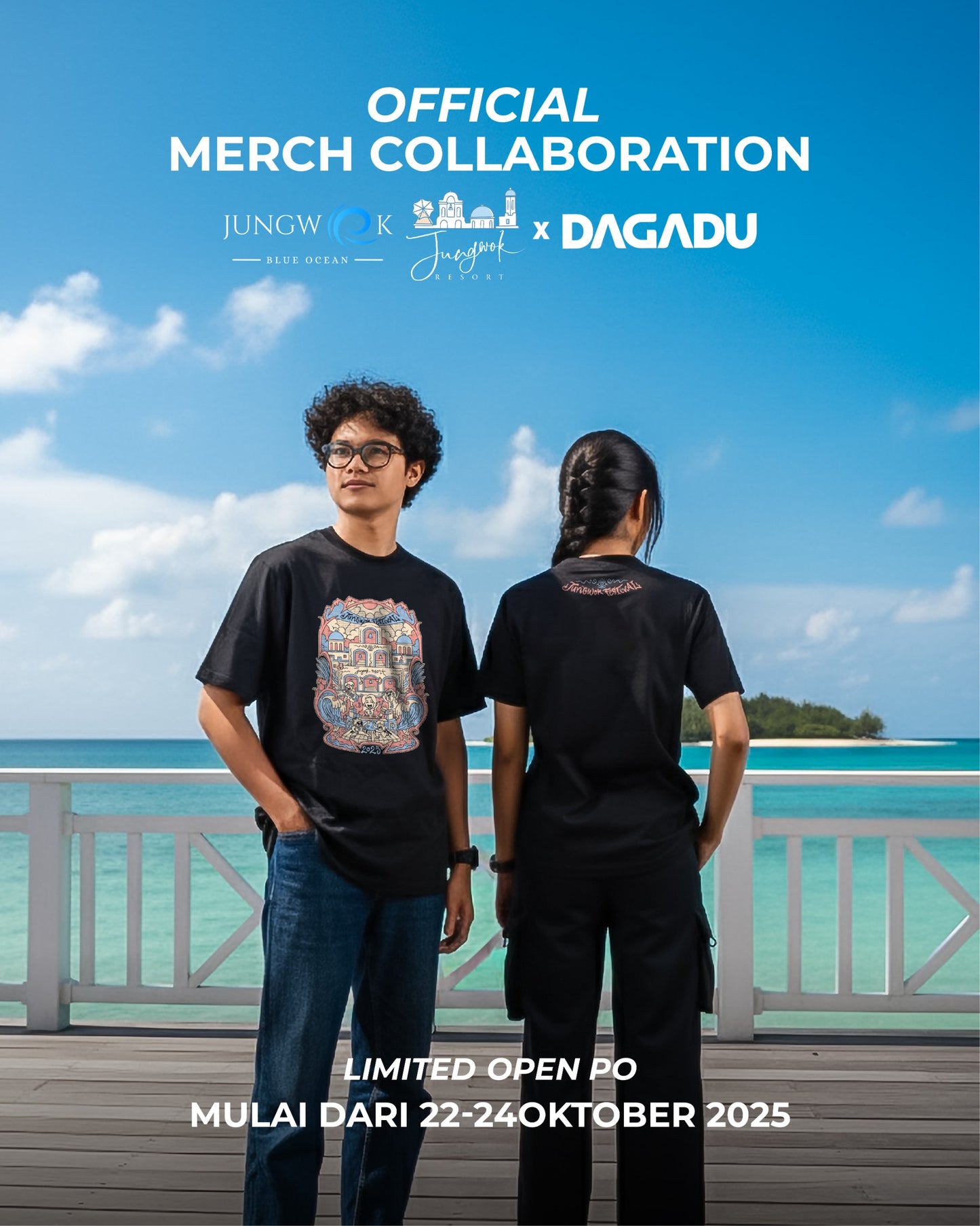 Pre Order Kaos Merch Jungwok x Dagadu Monochrome - Hitam