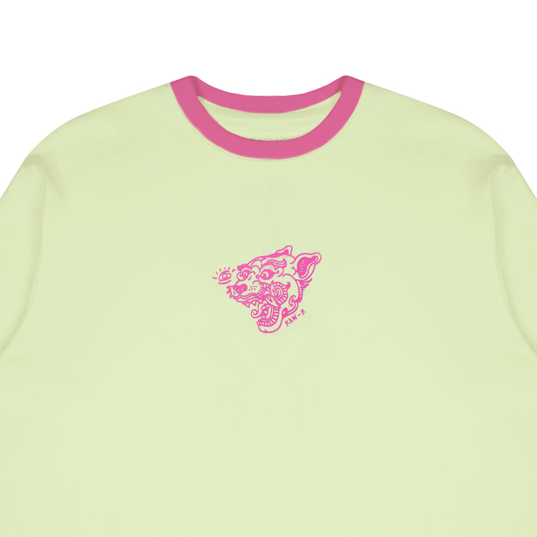 Dagadu Kaos Ringer Tee Rawr - Lime Cream