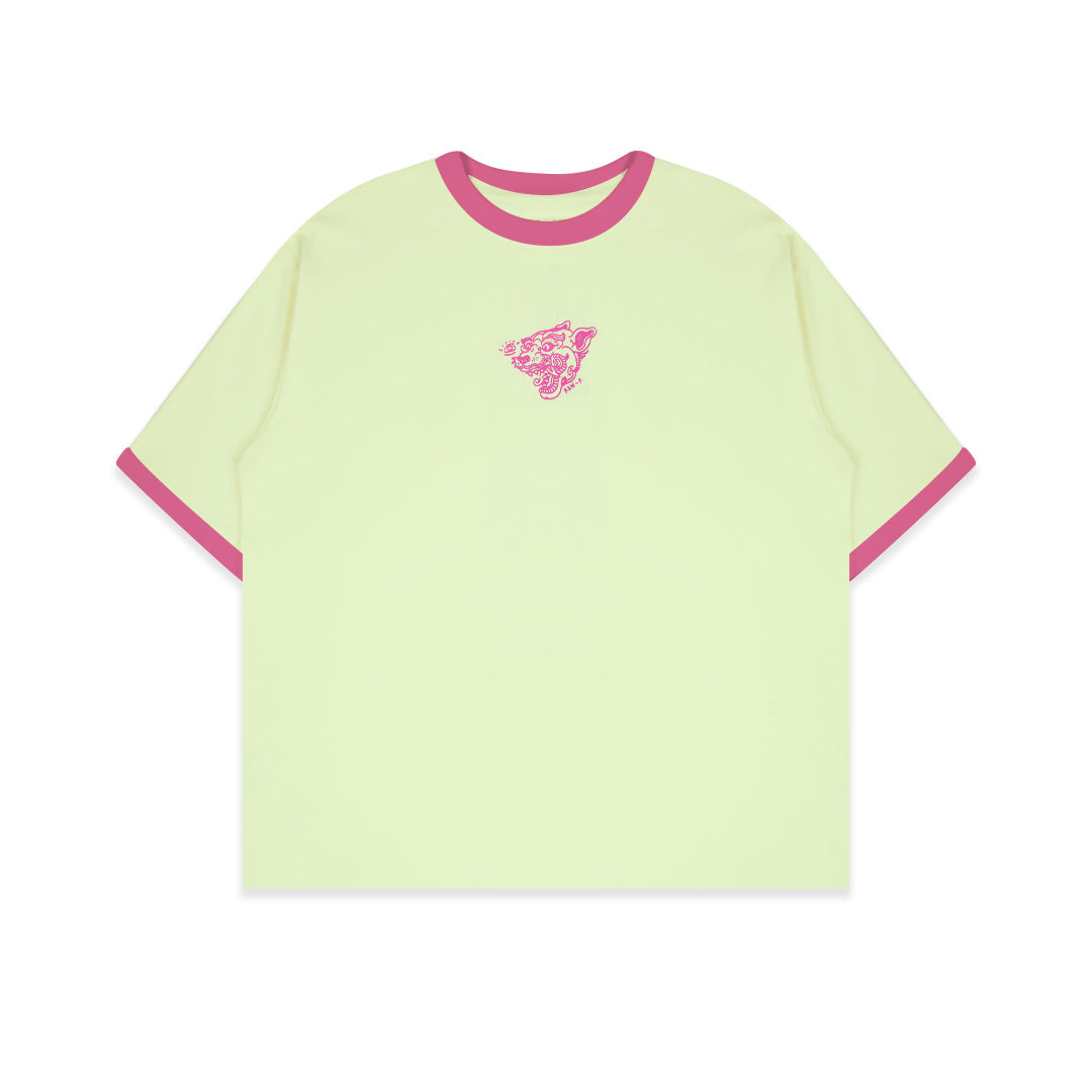 Dagadu Kaos Ringer Tee Rawr - Lime Cream