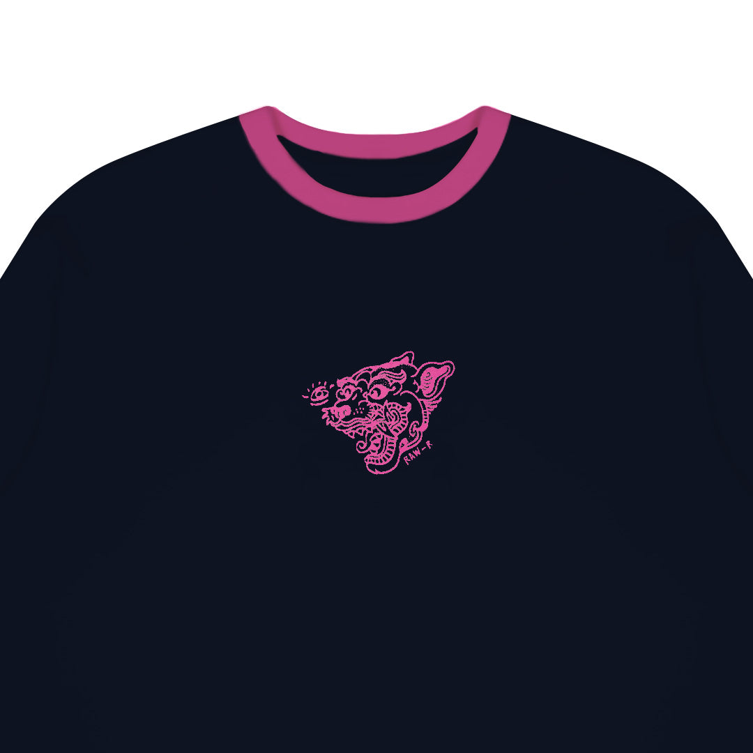 Dagadu Kaos Ringer Tee Rawr - Navy