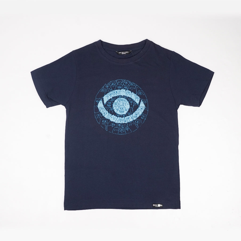 Dagadu Kaos Anak Usia 7-14 Tahun Kucing Doodle - Navy