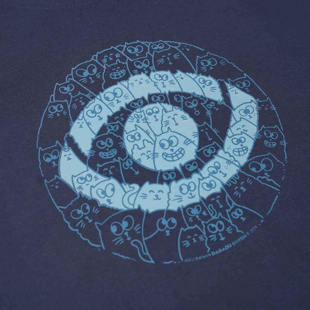 Dagadu Kaos Anak Usia 7-14 Tahun Kucing Doodle - Navy