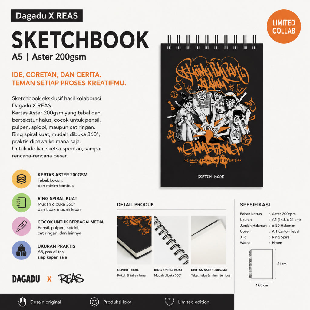Dagadu Sketchbook Official Merch REAS X Dagadu | Aster 200 gsm
