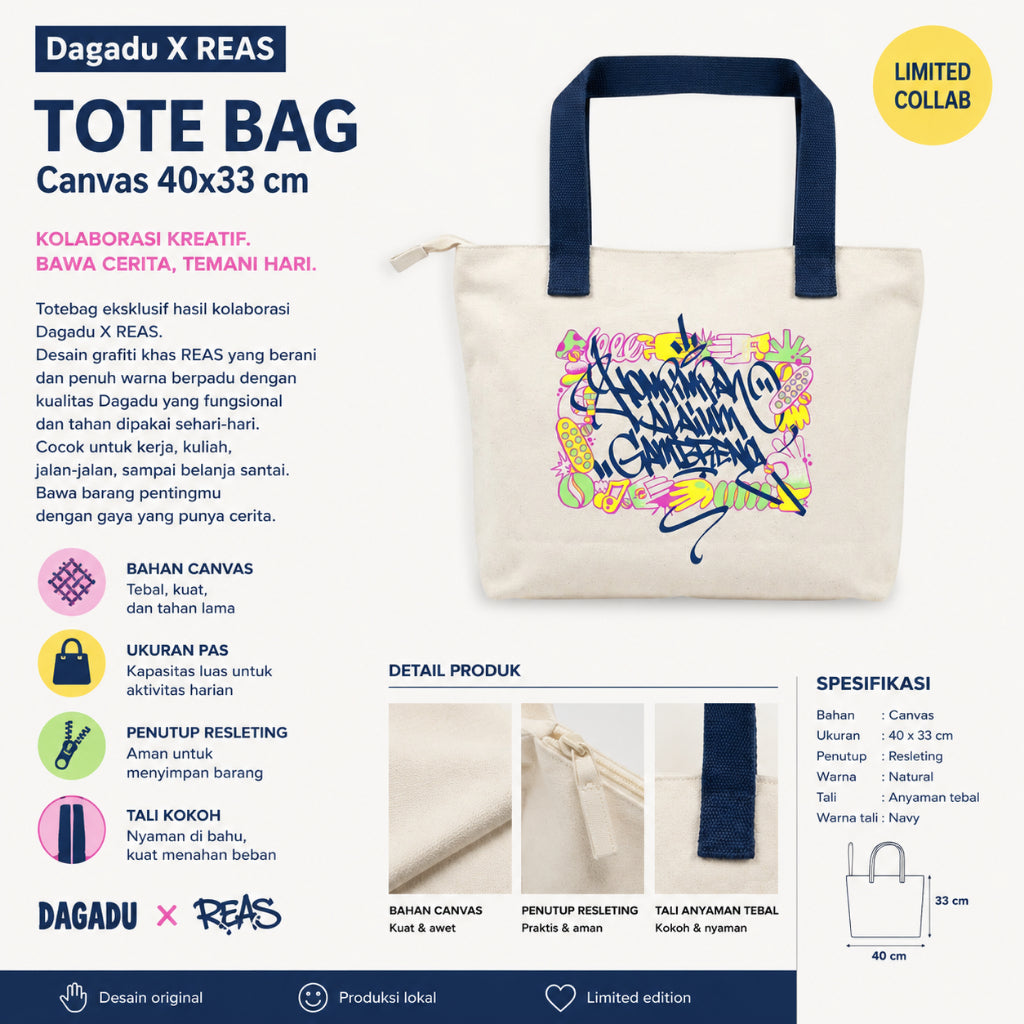 Dagadu Totebag Official Merch REAS X Dagadu Hompimpah | Canvas
