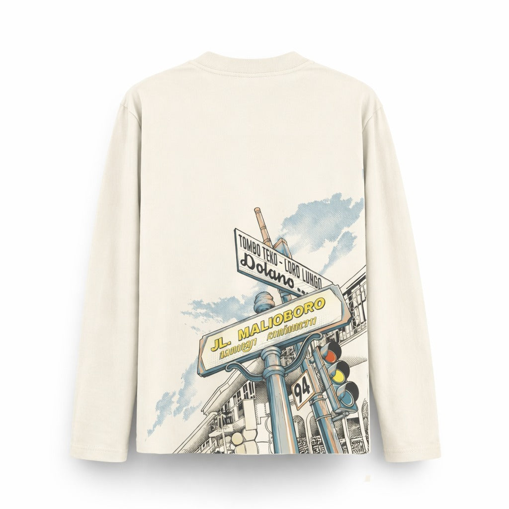 Dagadu T-shirt Long Sleeve Regular Malioboro I Kaos Lengan Panjang Pria Wanita Unisex I Cotton Combed