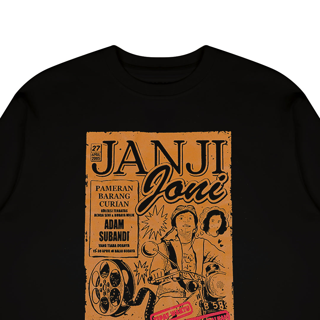 Kaos Rib Long Sleeve Merch Janji Joni x Dagadu Tepat Waktu - Hitam