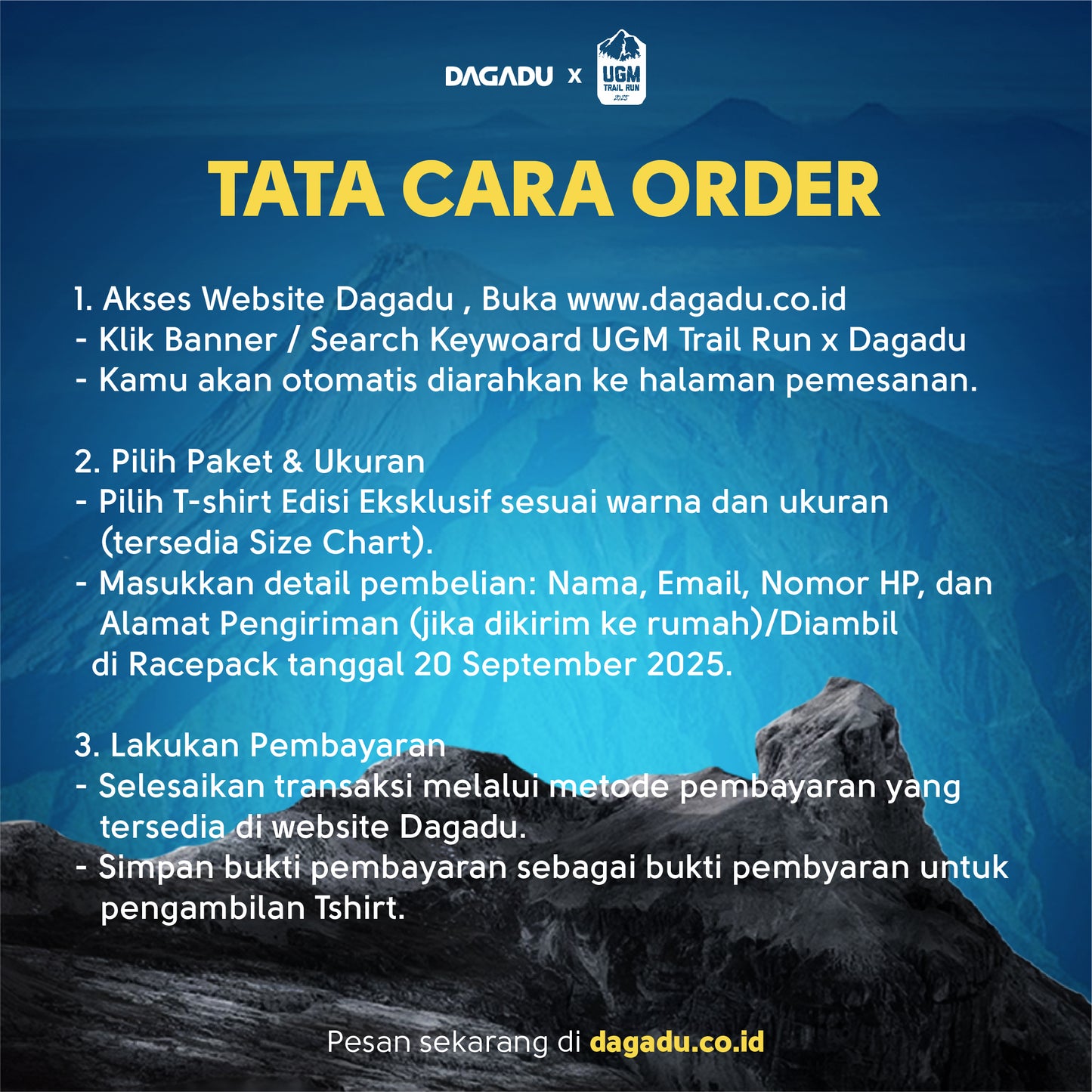 Pre-Order Kaos Merch UGM Trail Run X Dagadu V1 - Hitam