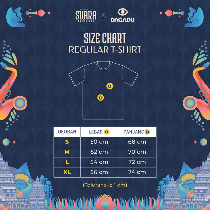 Dagadu Official Merch Swara Prambanan 2024 Kaos Swara Line Up - Hitam