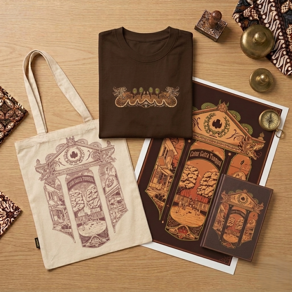 Dagadu Bundling Exclusive Catur Gatra (T-Shirt, Totebag, Blocknote, Poster)