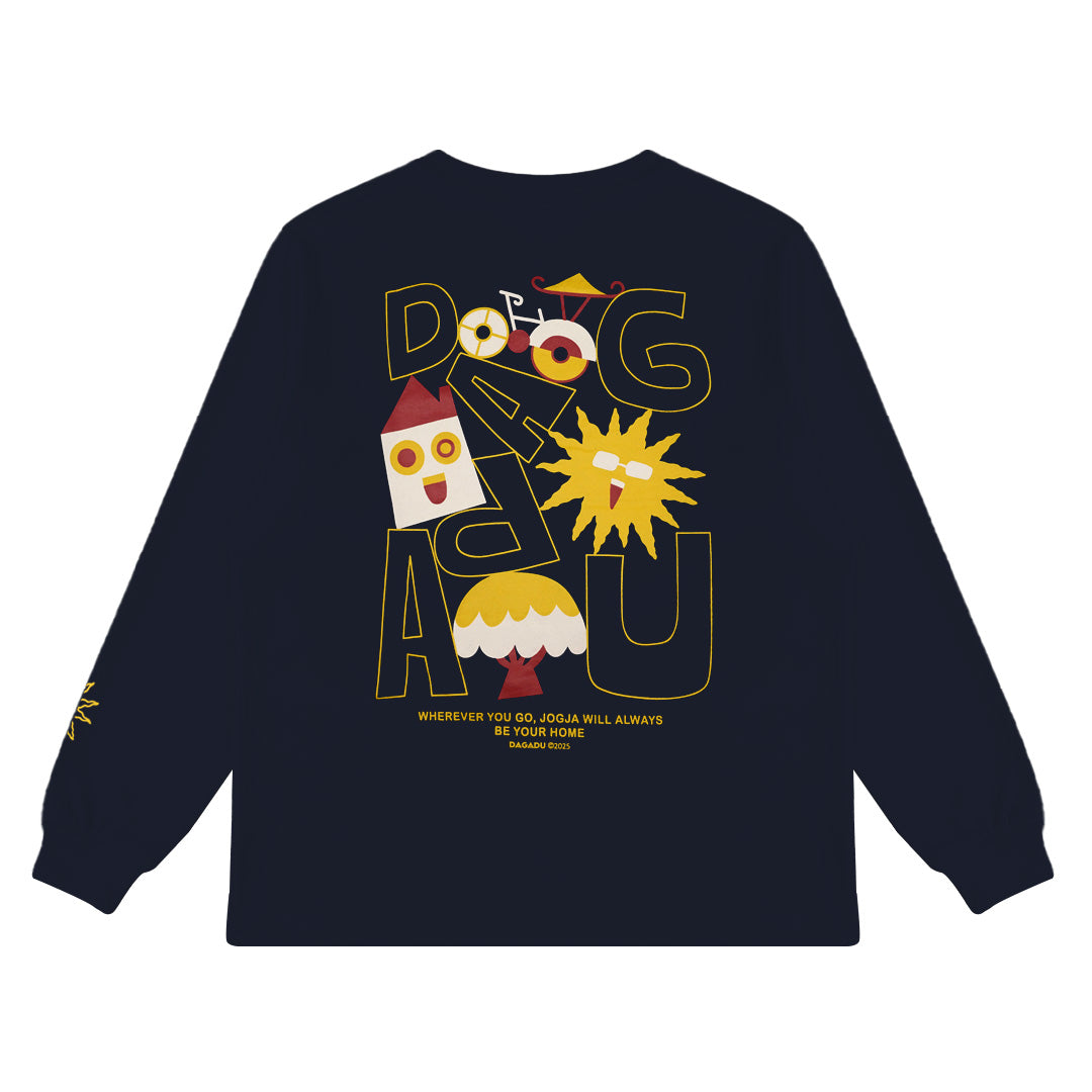 Dagadu Kaos Pria Lengan Panjang Reguler Rib Wherever You Go Cotton Combed 24S