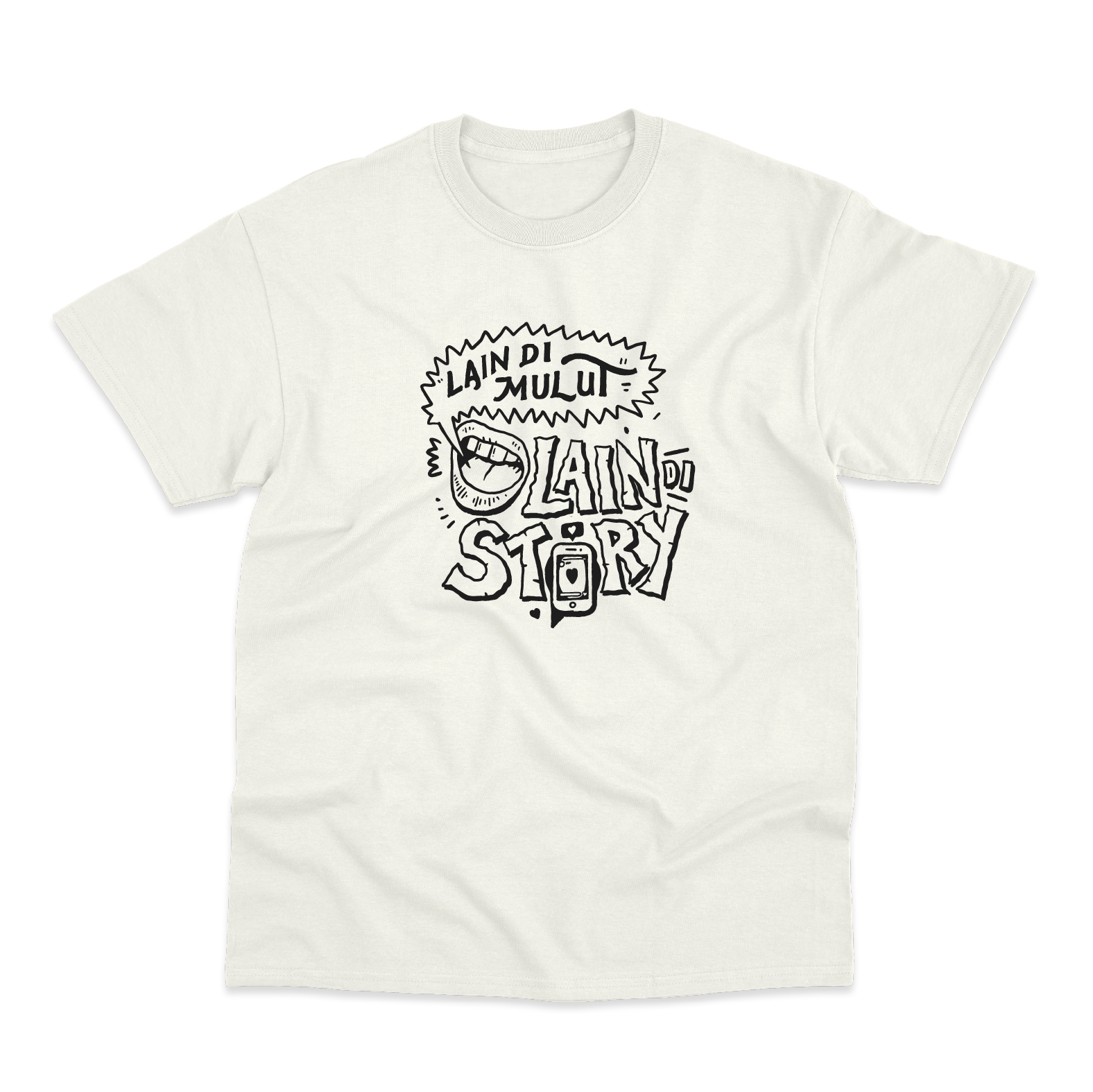 Kaos Dagadu - Lain di mulut lain di story - Putih