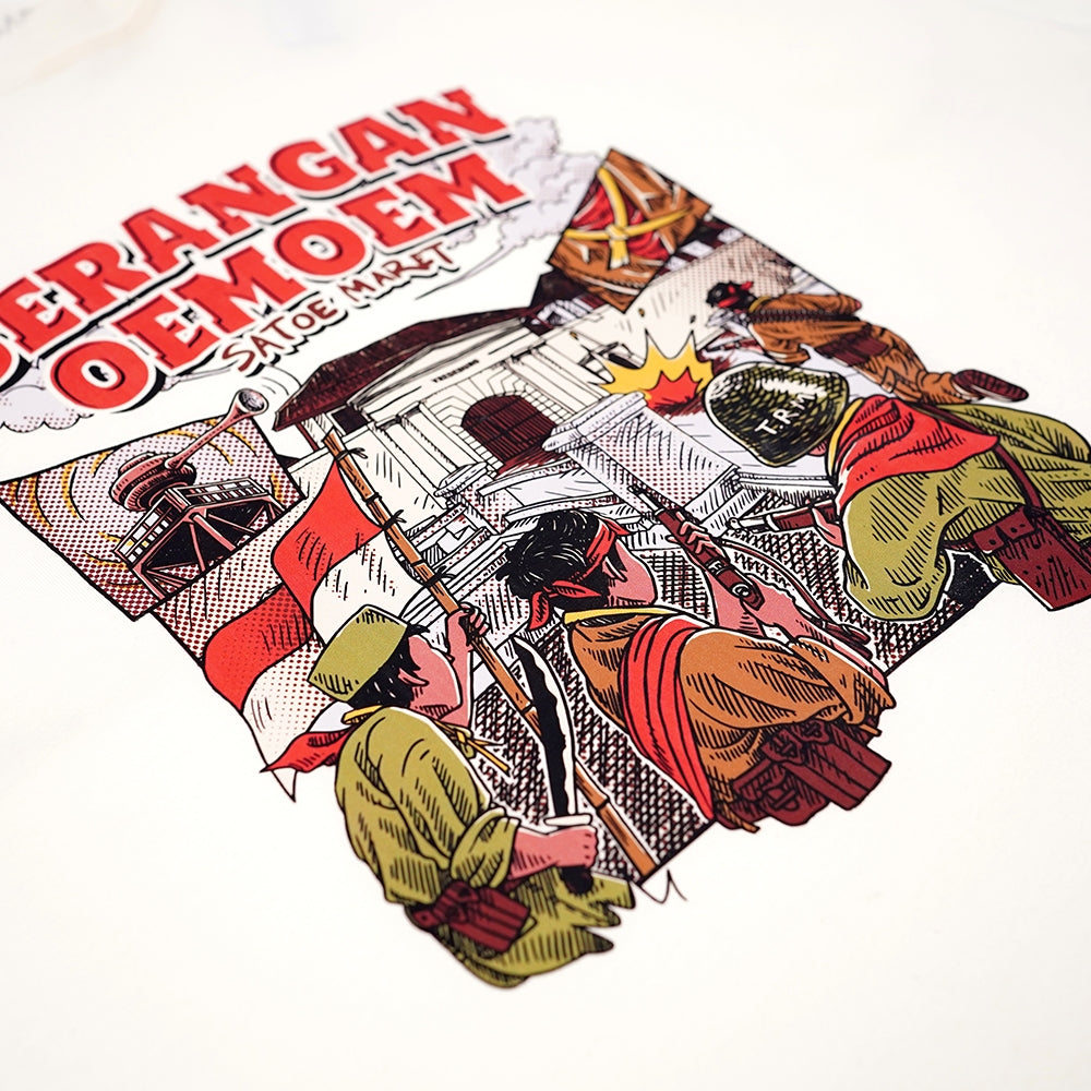 Dagadu Official Merch Museum Benteng Vredeburg Kaos Seragan Oemoem - Off White