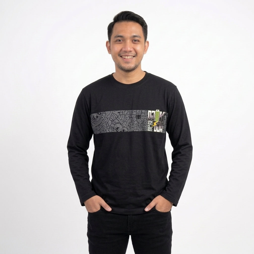 Dagadu Kaos Pria Lengan Panjang Reguler Battery Cotton Combed 24S