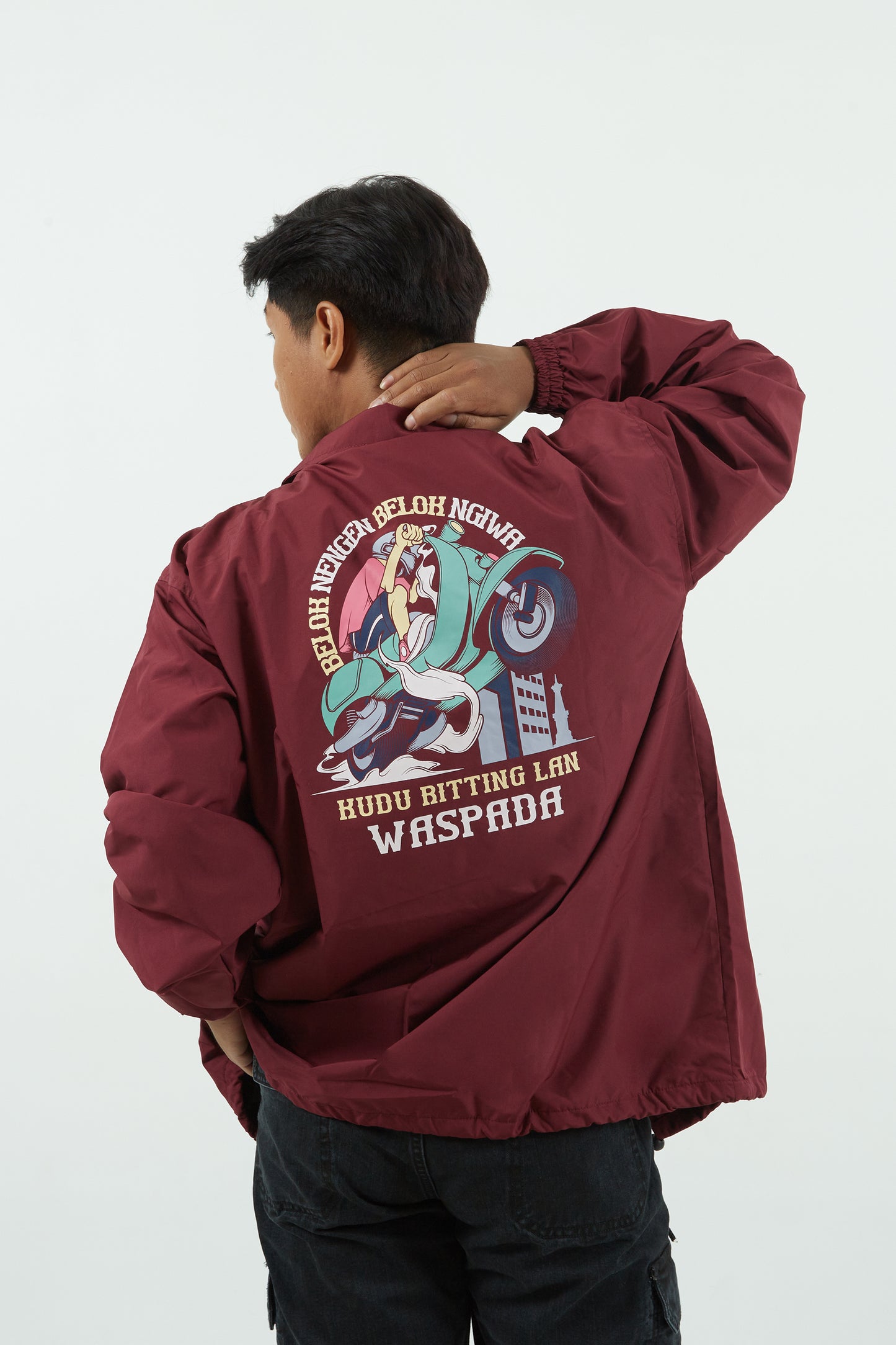 Dagadu Coach Jacket Ritting - Deep Maroon