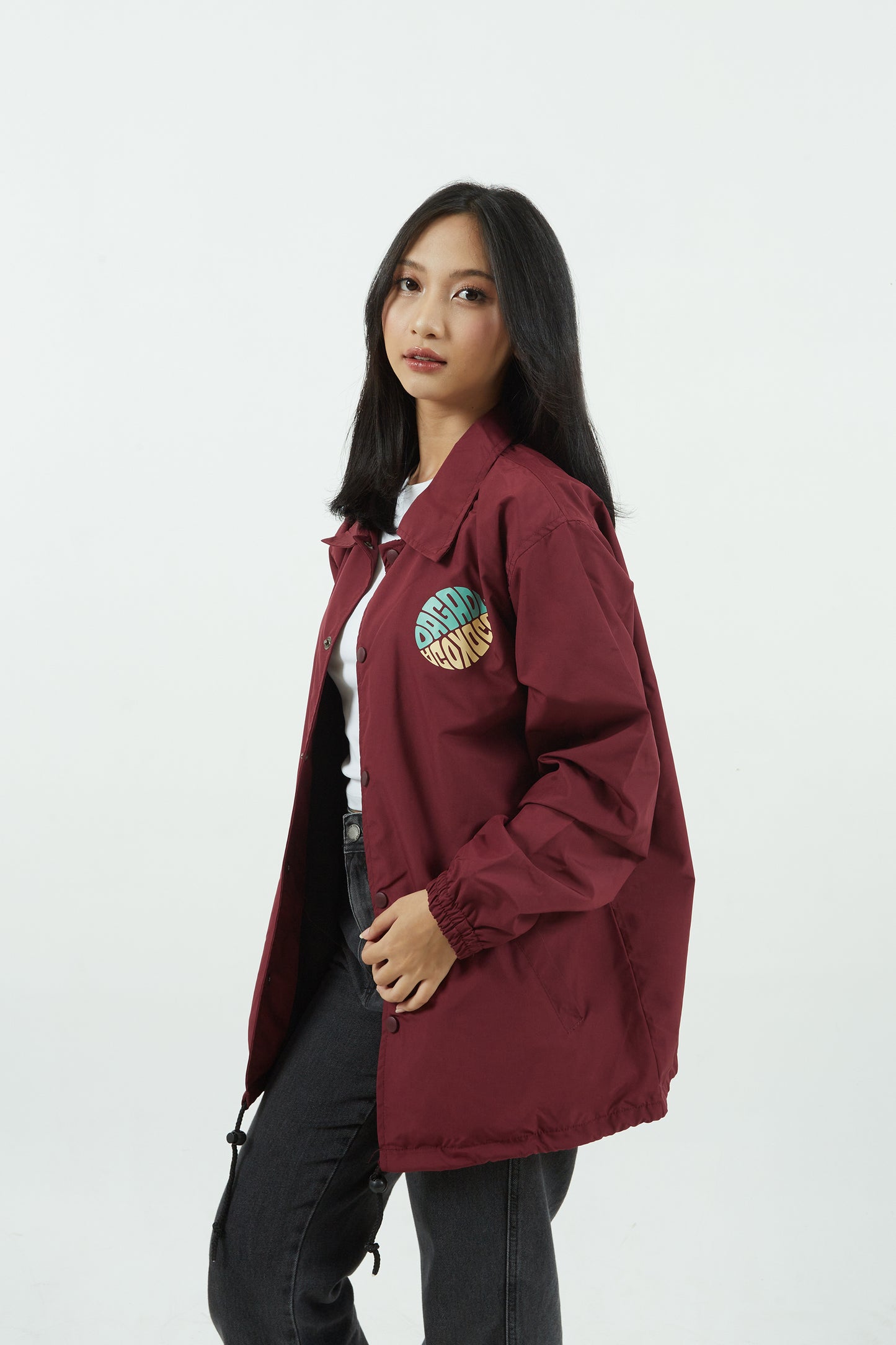 Dagadu Coach Jacket Ritting - Deep Maroon