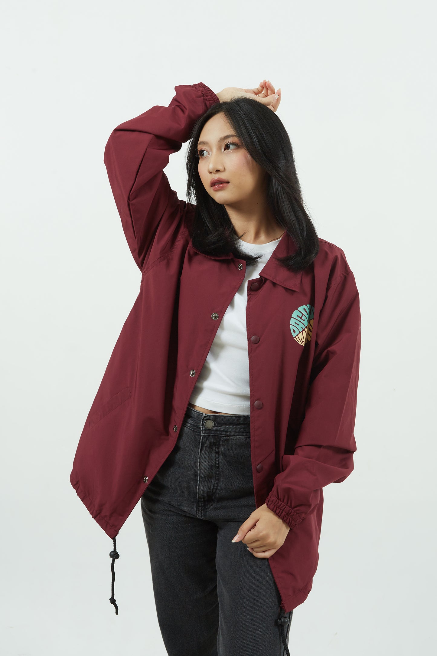 Dagadu Coach Jacket Ritting - Deep Maroon