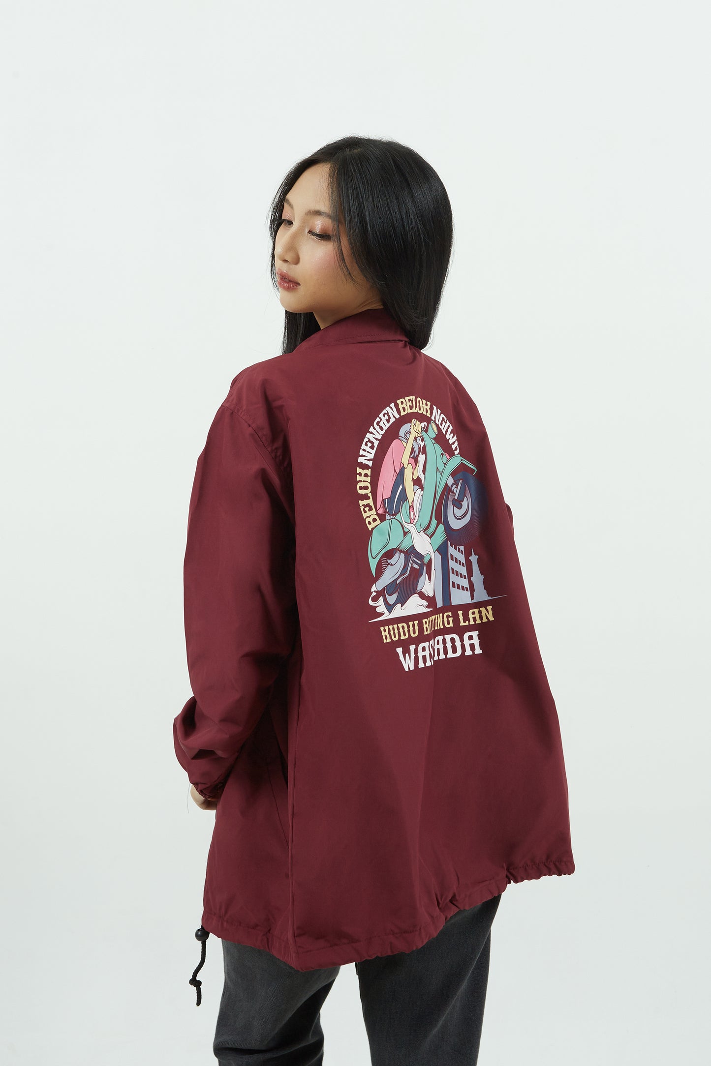 Dagadu Coach Jacket Ritting - Deep Maroon