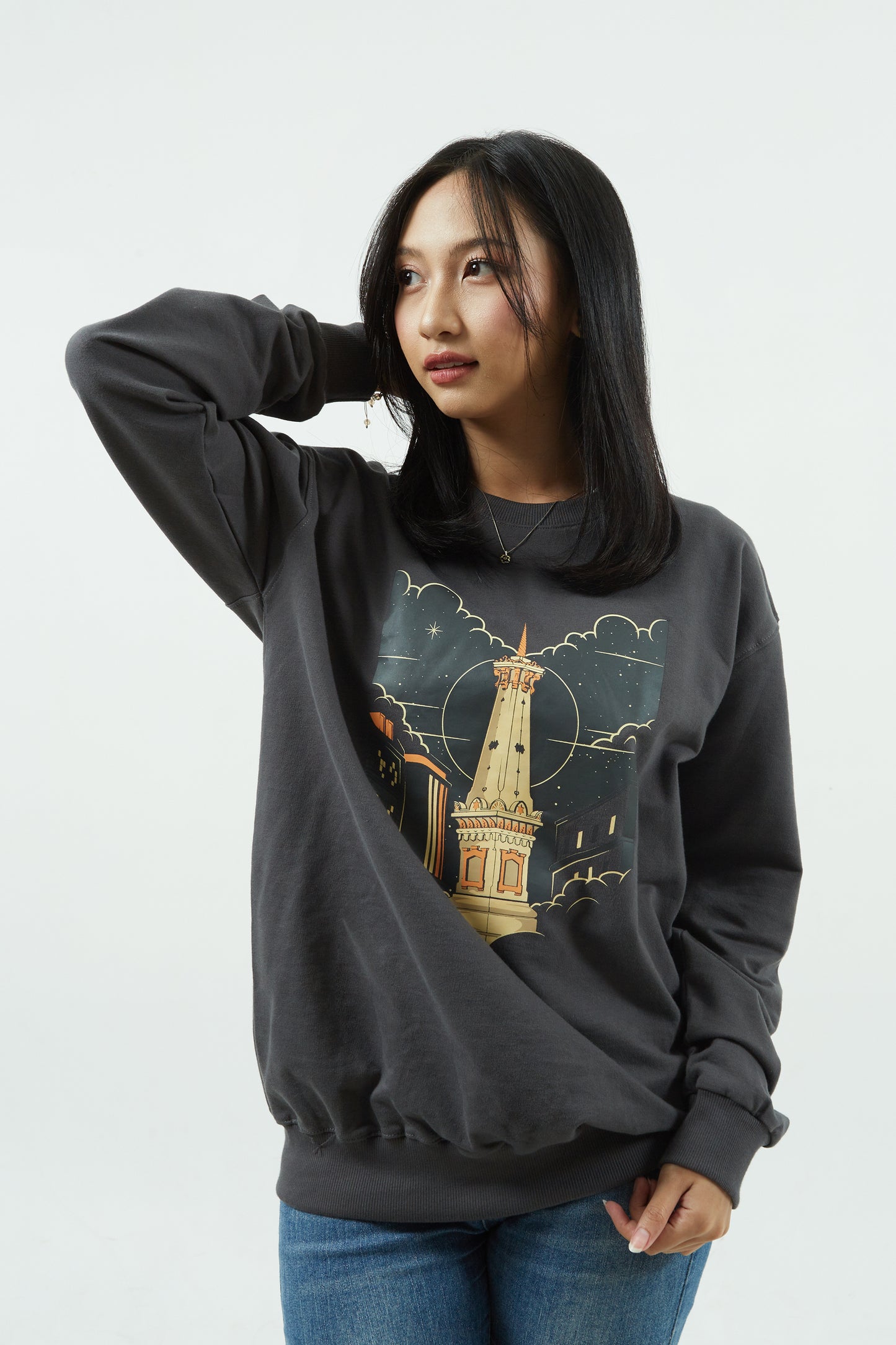 Dagadu Sweater Crewneck Night - Charcoal