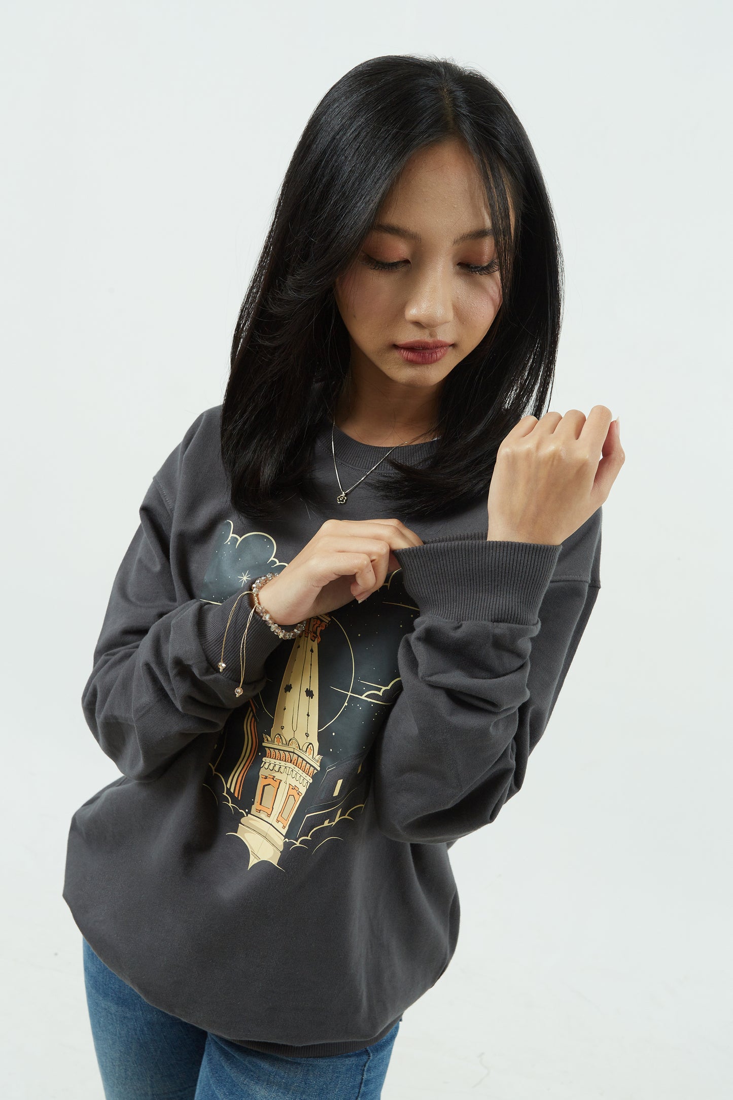 Dagadu Sweater Crewneck Night - Charcoal