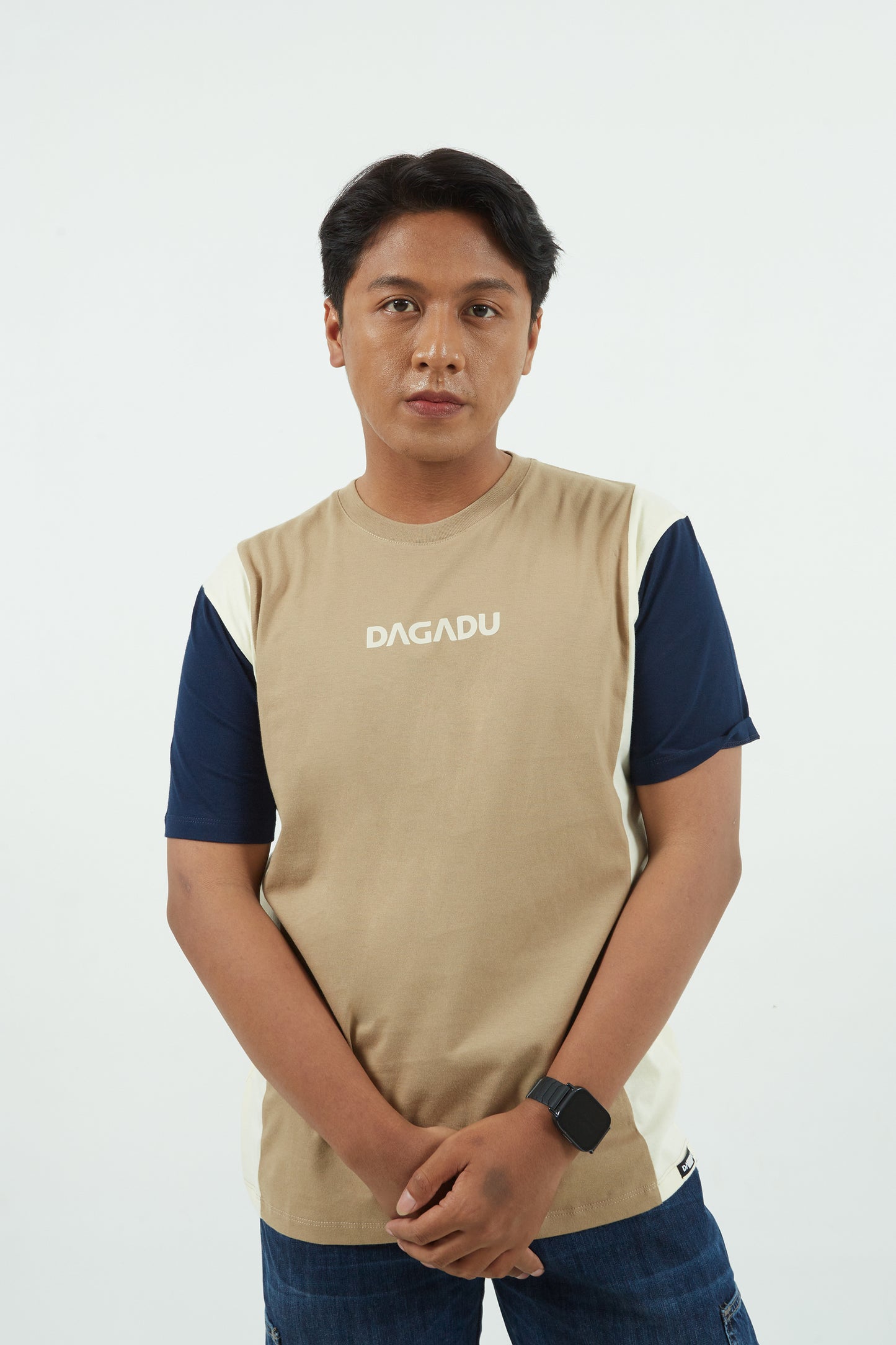 Kaos Dagadu 1994 Original Lengan Pendek Navy Brown Cut & Sew
