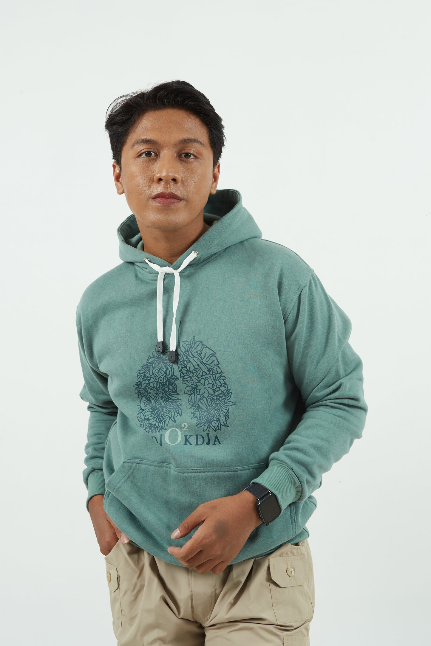 Dagadu Lengan Panjang Hoodie Oksigen - Mineral Green