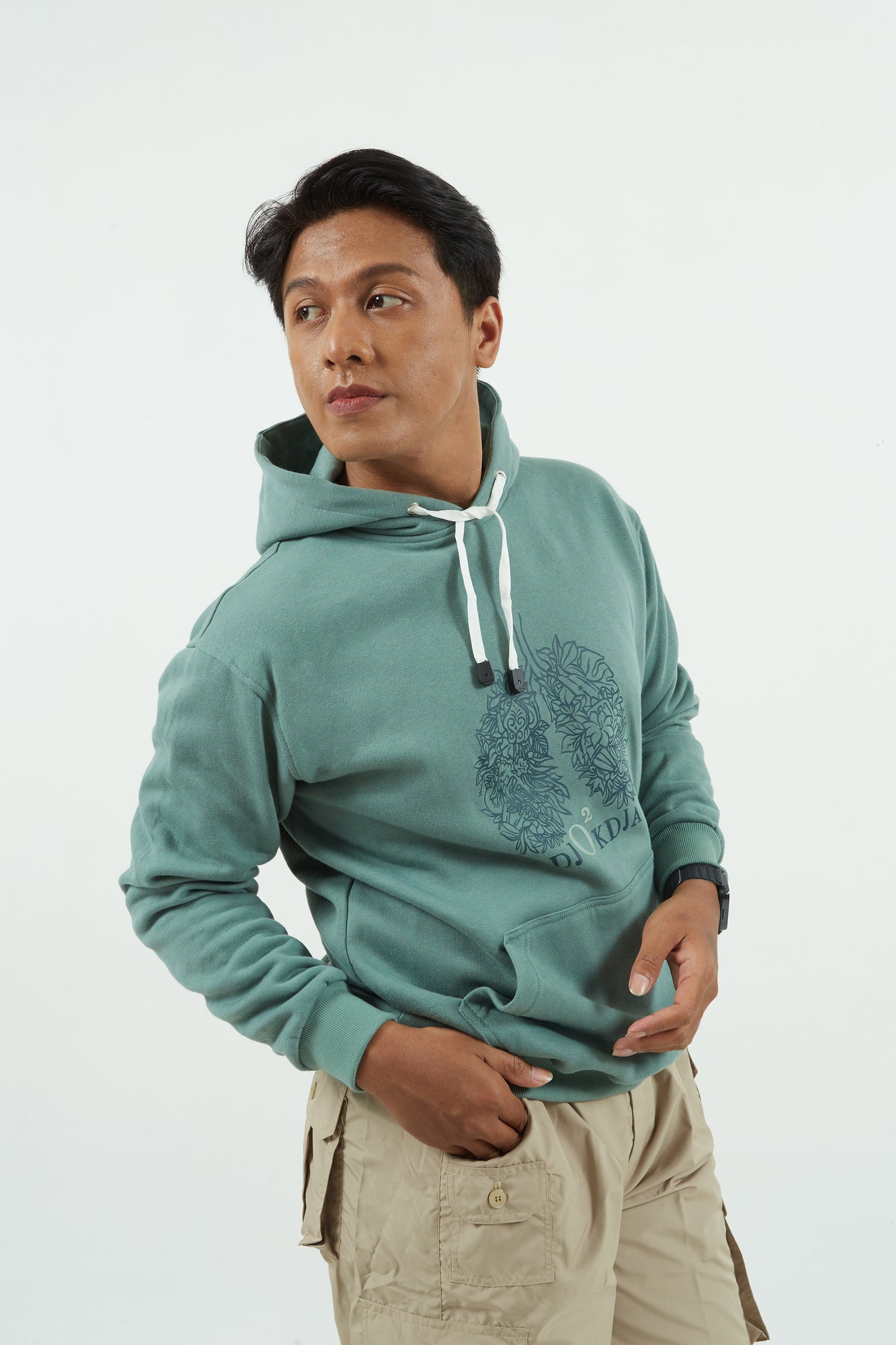 Dagadu Lengan Panjang Hoodie Oksigen - Mineral Green