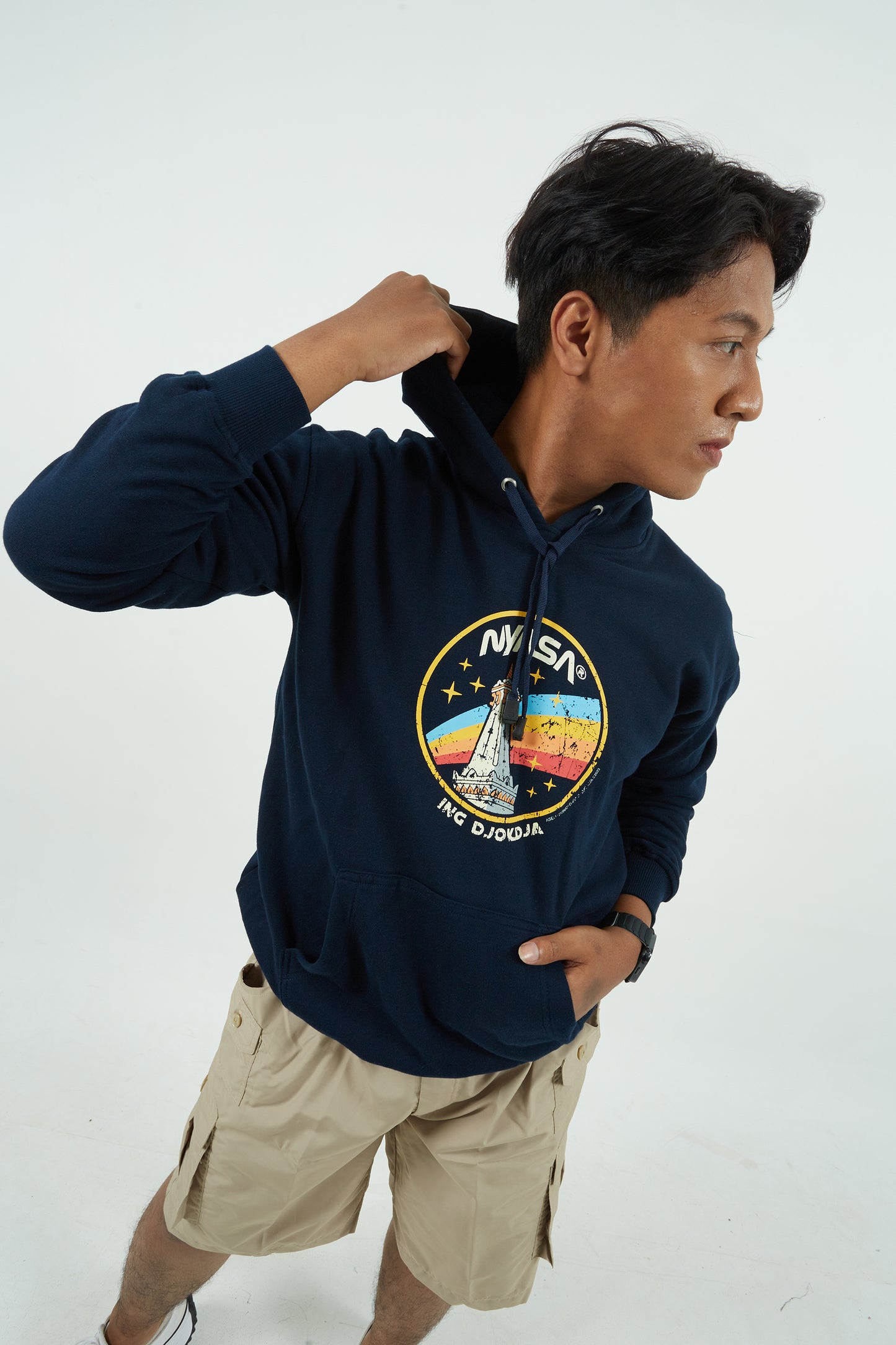 Dagadu Lengan Panjang Hoodie Nyasar - Navy
