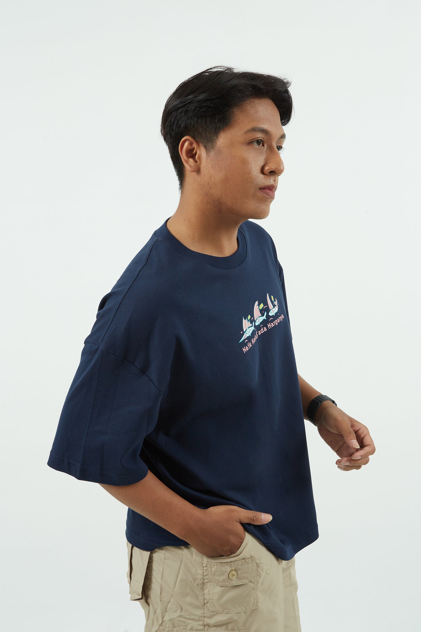Dagadu Kaos Boxy Naik Kelas - Navy