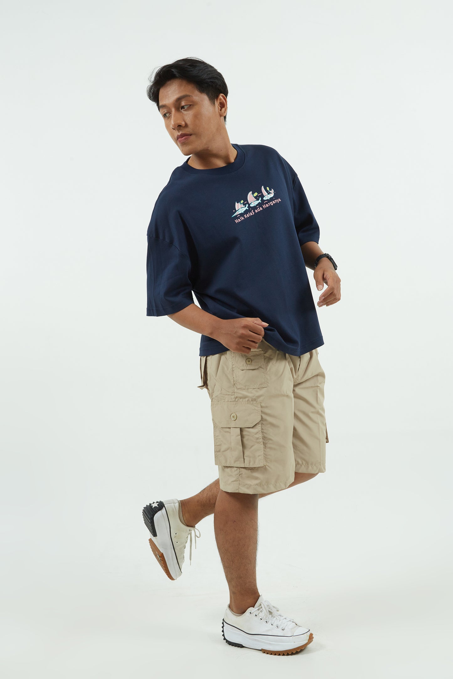 Dagadu Kaos Boxy Naik Kelas - Navy