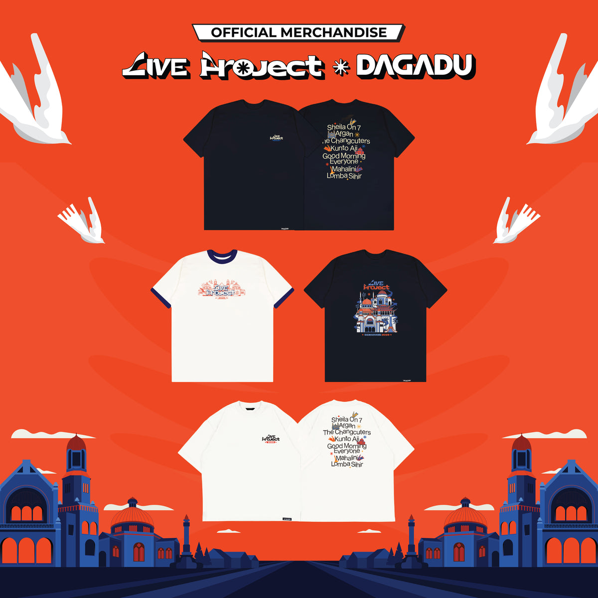 Dagadu X Live Project 2026 Kaos Line Up Official Merch
