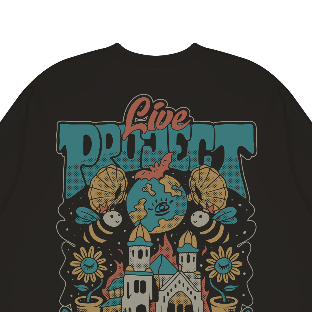 Boxy T-shirt Merch Live Project x Dagadu Live Project - Hitam