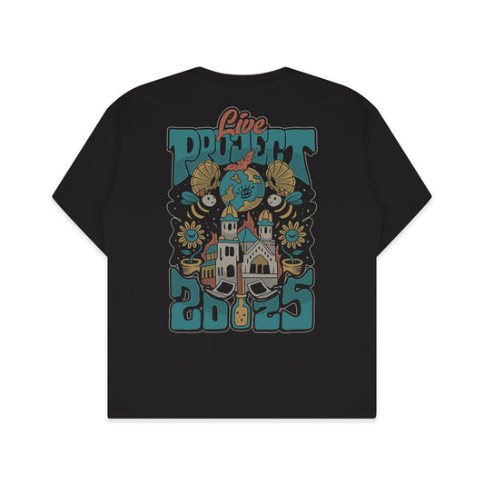 Boxy T-shirt Merch Live Project x Dagadu Live Project - Hitam