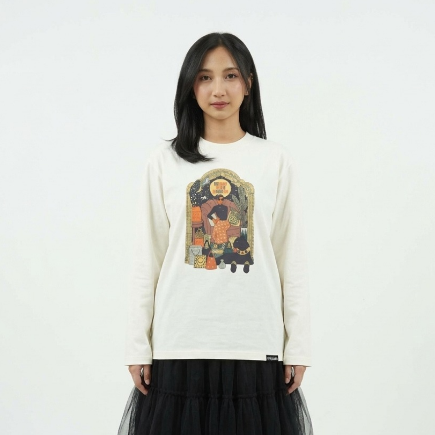Dagadu Kaos Wanita Lengan Panjang Reguler Malioboro Mba Cotton Combed 24S