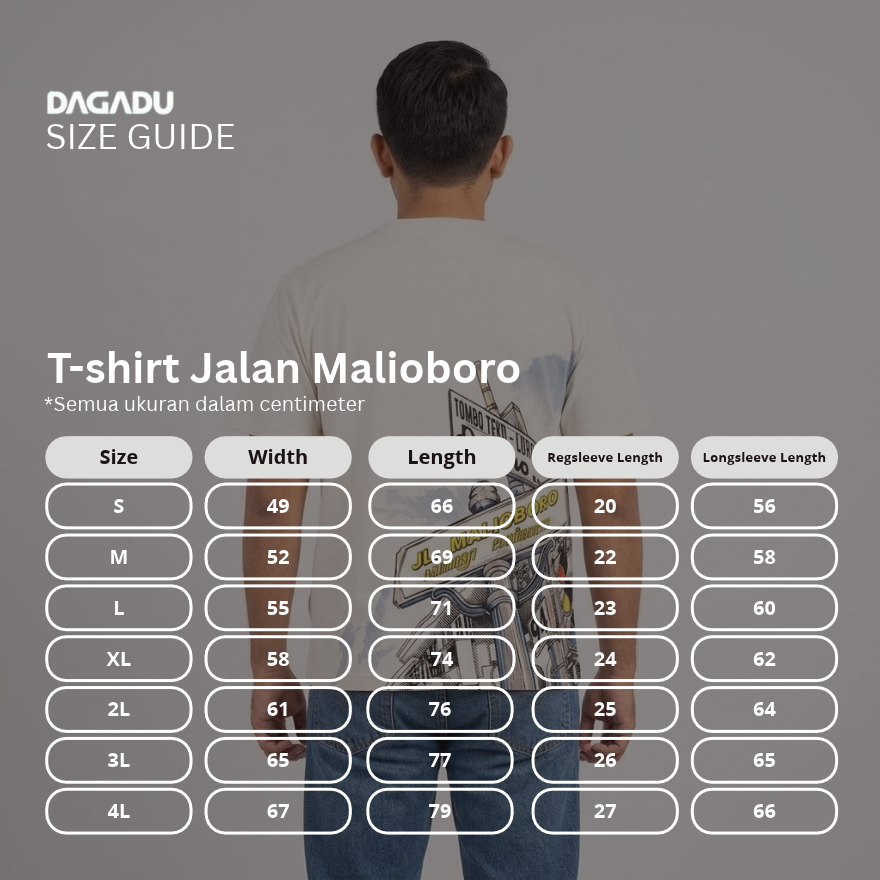 Dagadu Kaos Pria Lengan Pendek Reguler Jalan Malioboro Cotton Combed 24S