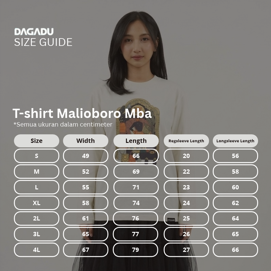 Dagadu Kaos Wanita Lengan Panjang Reguler Malioboro Mba Cotton Combed 24S