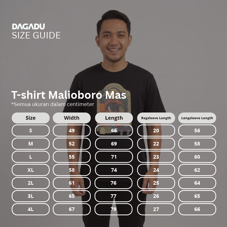 Dagadu Kaos Pria Lengan Pendek Reguler Malioboro Mas Cotton Combed 24S
