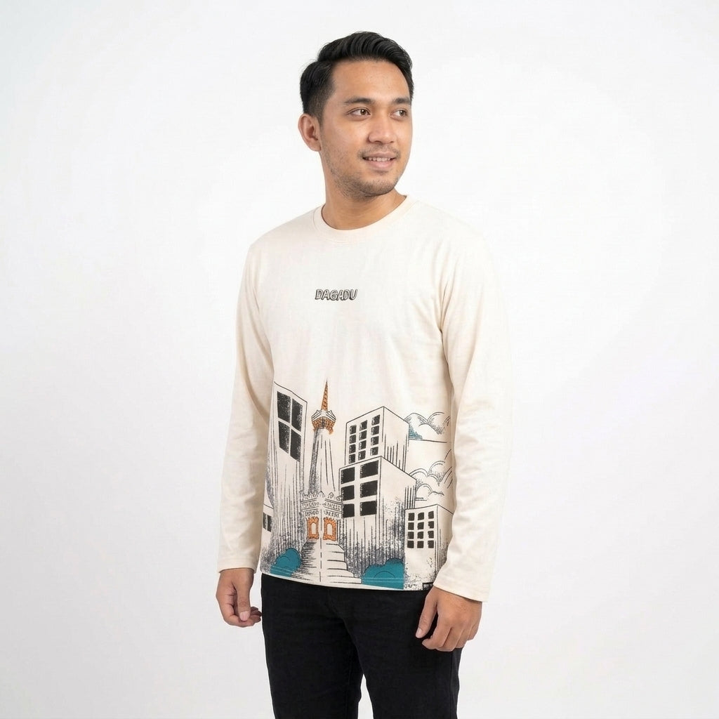 Dagadu Kaos Pria Lengan Panjang Reguler Scape Cotton Combed 24S