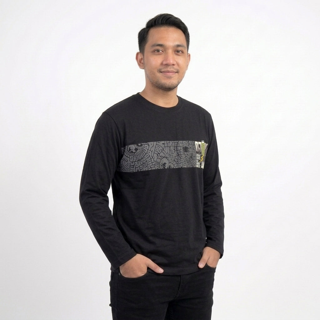 Dagadu Kaos Pria Lengan Panjang Reguler Battery Cotton Combed 24S