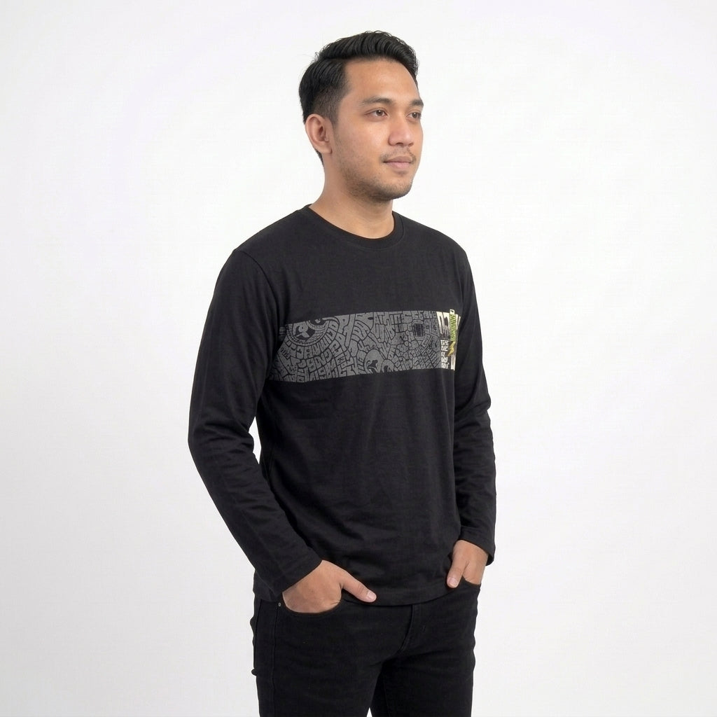 Dagadu Kaos Pria Lengan Panjang Reguler Battery Cotton Combed 24S