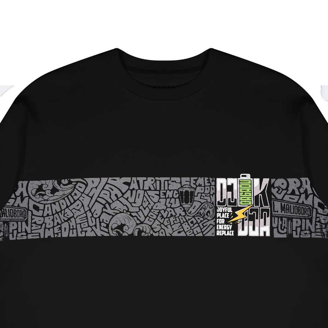 Dagadu T-Shirt Long Sleeve Battery | Kaos Lengan Panjang Pria Wanita | Cotton Combed
