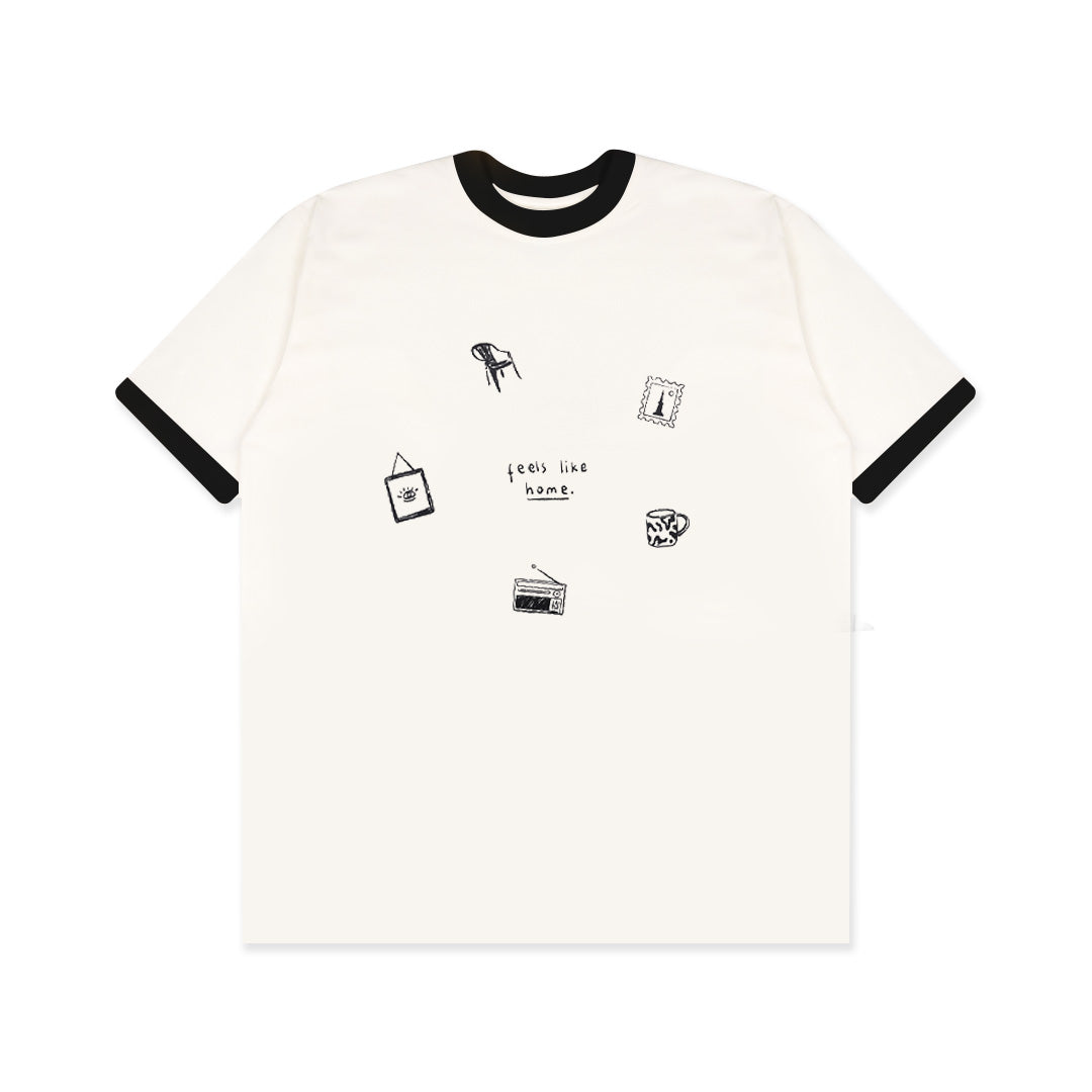 Dagadu Kaos Pria Lengan Pendek Ringer Tee Like Home Cotton Combed 24S
