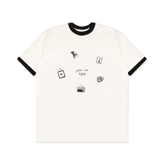 Dagadu Kaos Pria Lengan Pendek Ringer Tee Like Home Cotton Combed 24S