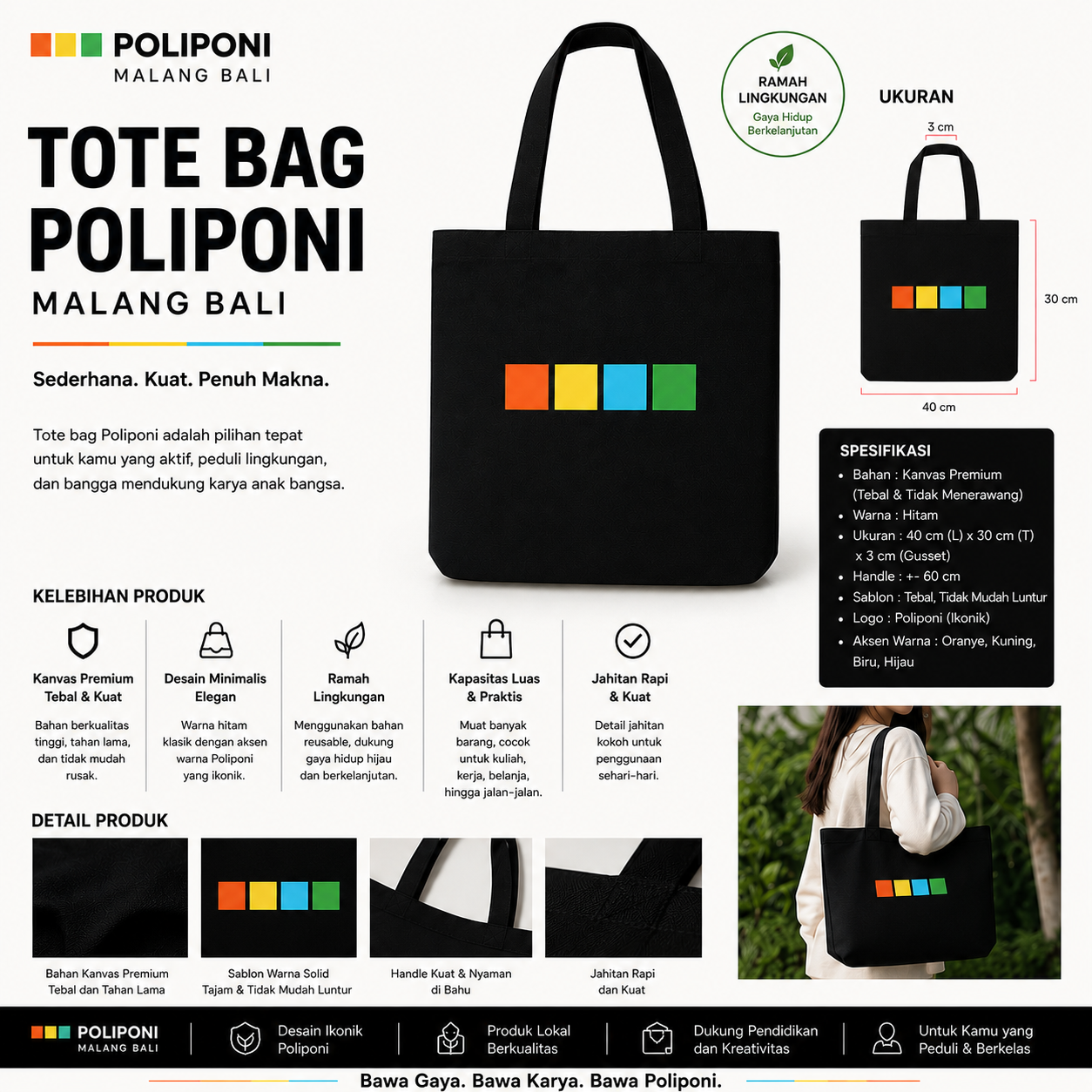Totebag Poliponi X Dagadu | Tas Canvas