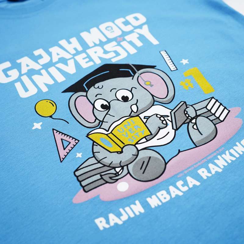 Dagadu Kaos Anak 0-7 Tahun Gajah Moco - Azure Blue