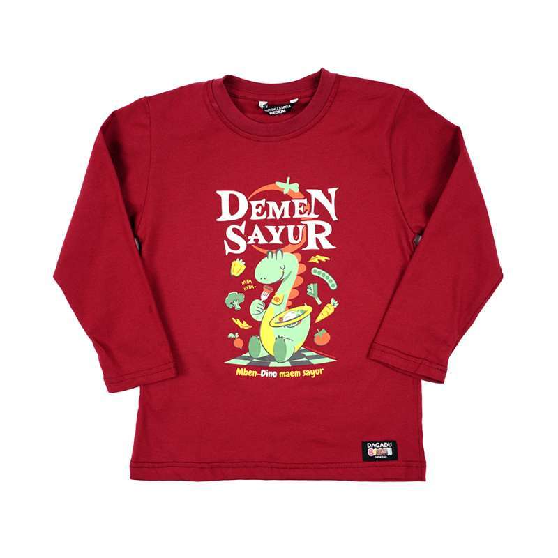 Dagadu Kaos Anak Usia 0-7 Tahun Demen Sayur - Bergundy
