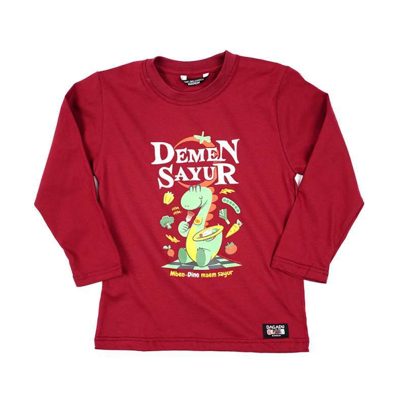 Dagadu Kaos Anak Usia 0-7 Tahun Demen Sayur - Bergundy