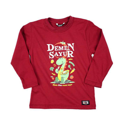 Dagadu Kaos Anak Usia 0-7 Tahun Demen Sayur - Bergundy